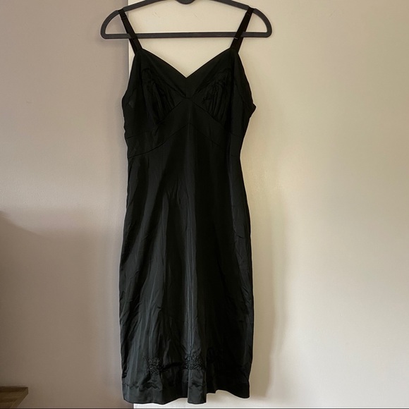 Vintage Black Lingerie Embroidered Slip Dress - Picture 3 of 11